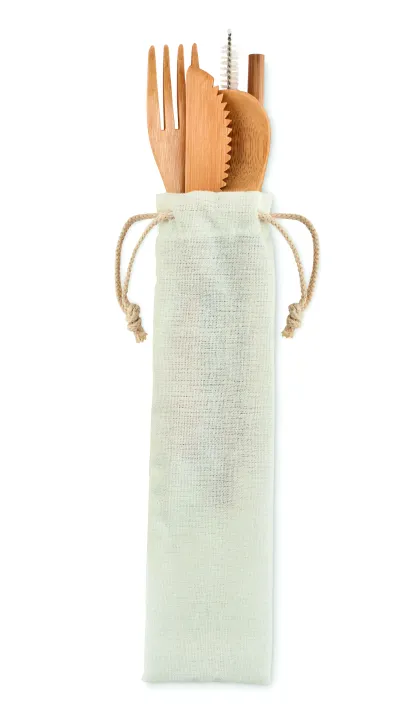 Bambusowe sztućce + słomka