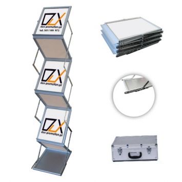 fotografia Stojak na ulotki Z-SHAPE z walizką aluminiową 