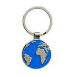 Metalowy brelok Globe, srebrny/niebieski