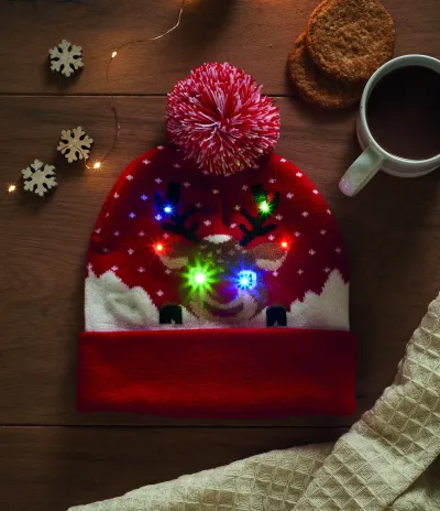 Świąteczna czapka dzianina LED