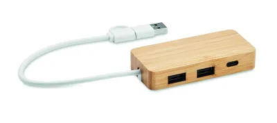 fotografia 3-portowy bambusowy hub USB